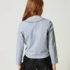 T-Shirts Et Tops*TWINSET Milano T-shirt Avec Imprimé Collier Et Strass Gris Moyen Mélangé Clair