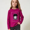T-Shirts Et Tops*TWINSET Milano T-shirt Avec Imprimé Et Paillettes Magenta Purple