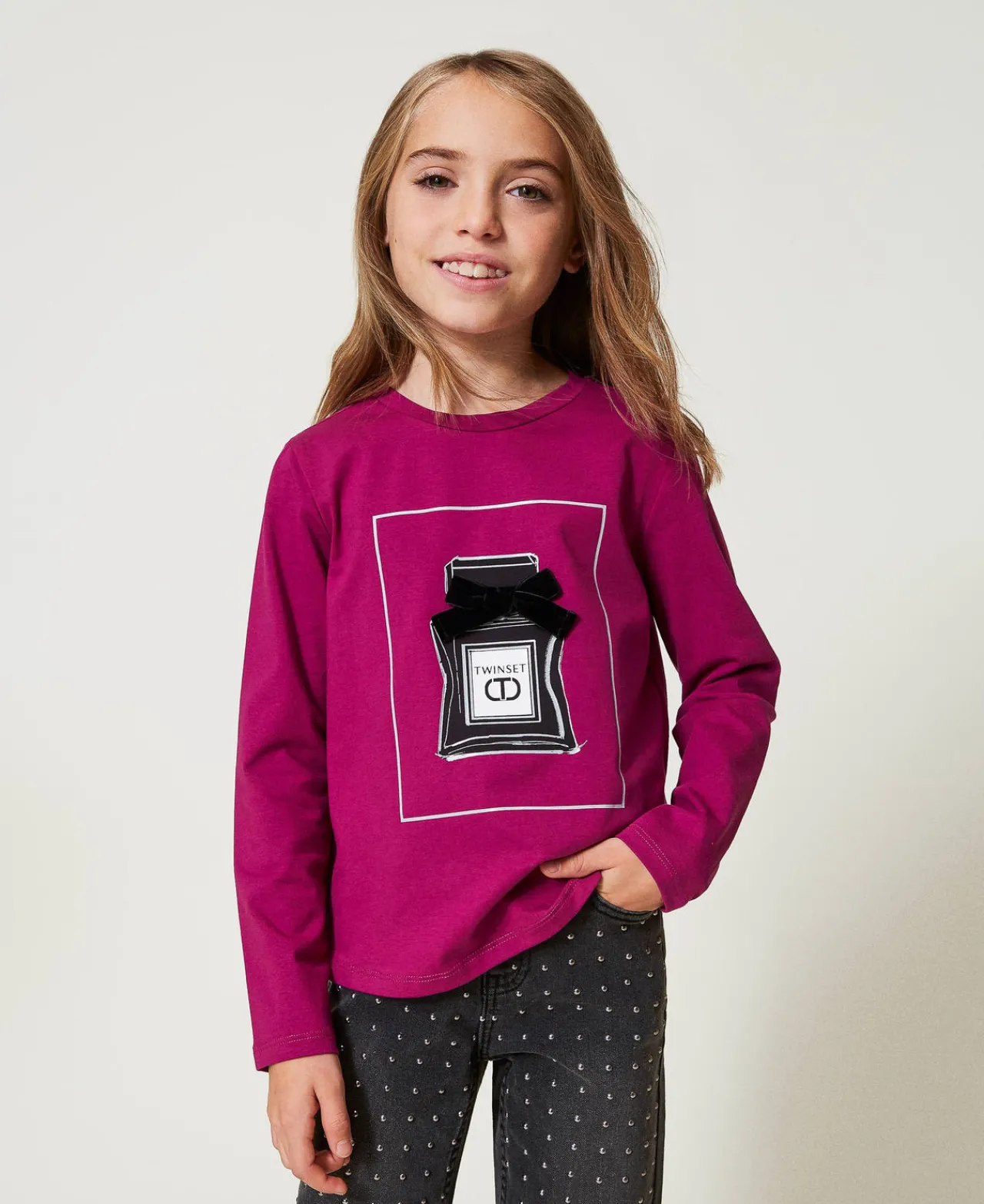 T-Shirts Et Tops*TWINSET Milano T-shirt Avec Imprimé Et Paillettes Magenta Purple