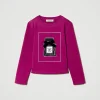 T-Shirts Et Tops*TWINSET Milano T-shirt Avec Imprimé Et Paillettes Magenta Purple