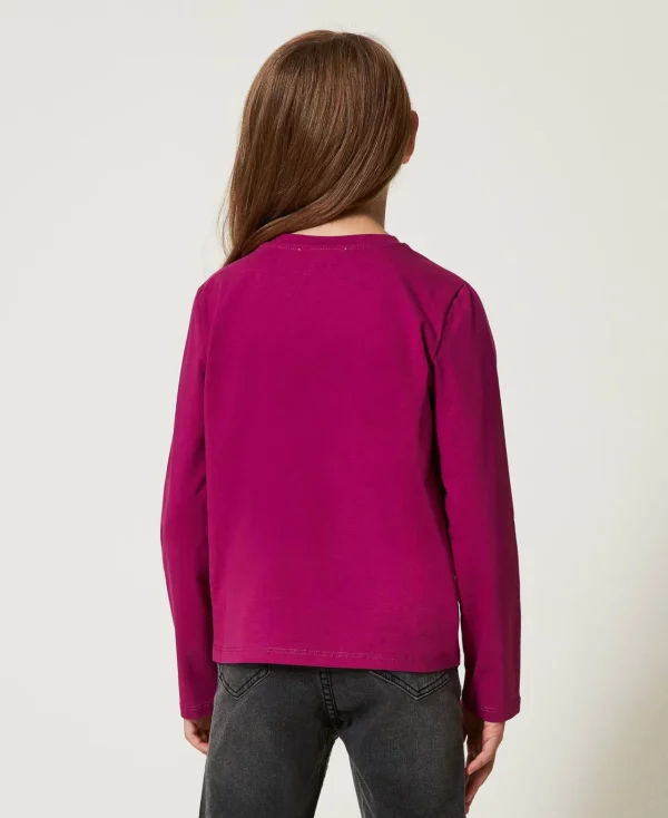 T-Shirts Et Tops*TWINSET Milano T-shirt Avec Imprimé Et Paillettes Magenta Purple