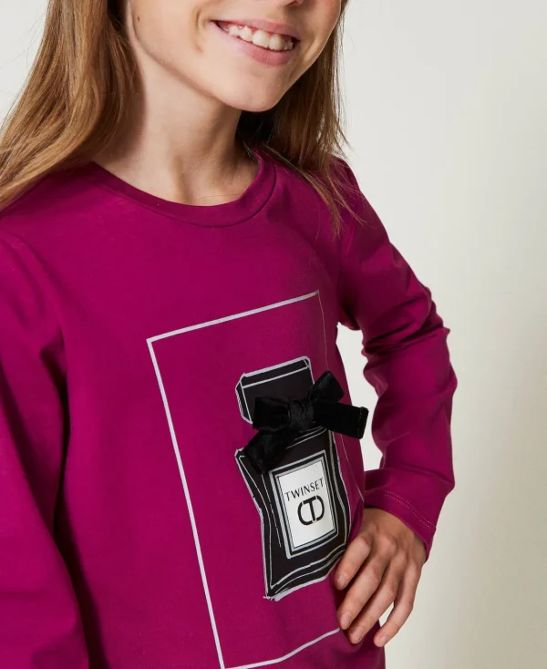 T-Shirts Et Tops*TWINSET Milano T-shirt Avec Imprimé Et Paillettes Magenta Purple