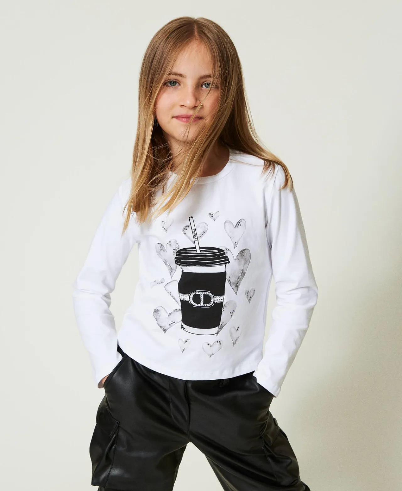 T-Shirts Et Tops*TWINSET Milano T-shirt Avec Imprimé Et Strass Off White