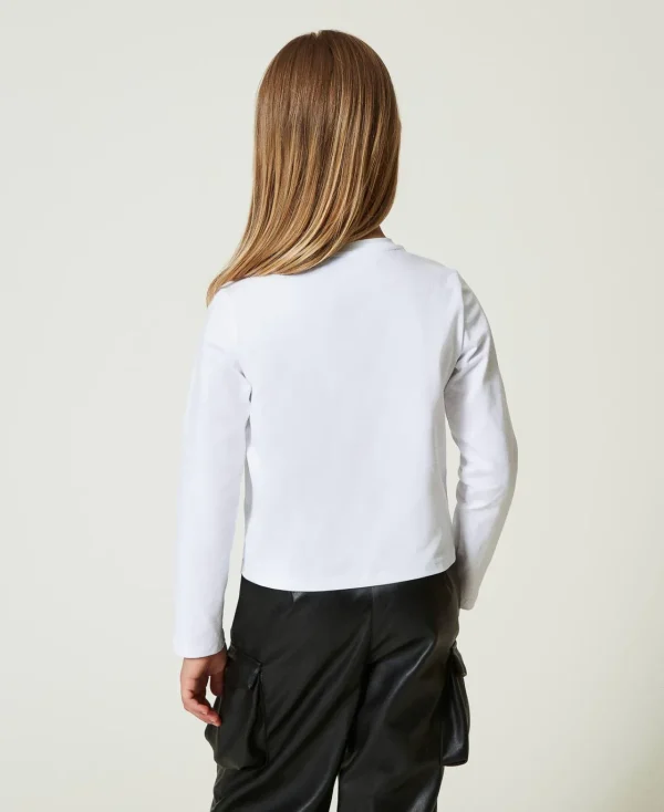 tshirt_avec_imprim_et_str_3.webp T-Shirts Et Tops*TWINSET Milano T-shirt Avec Imprimé Et Strass Off White