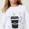 tshirt_avec_imprim_et_str_4.webp T-Shirts Et Tops*TWINSET Milano T-shirt Avec Imprimé Et Strass Off White