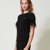 T-Shirts Et Tops*TWINSET Milano T-shirt Avec Logo Oval T Et Plumes Noir