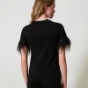 T-Shirts Et Tops*TWINSET Milano T-shirt Avec Logo Oval T Et Plumes Noir