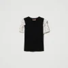 T-Shirts Et Tops*TWINSET Milano T-shirt Avec Manches En Crépon Noir/Imprimé Nœuds Blanc « White Cream »