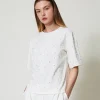 T-Shirts Et Tops*TWINSET Milano T-shirt Avec Perles Blanc Antique White