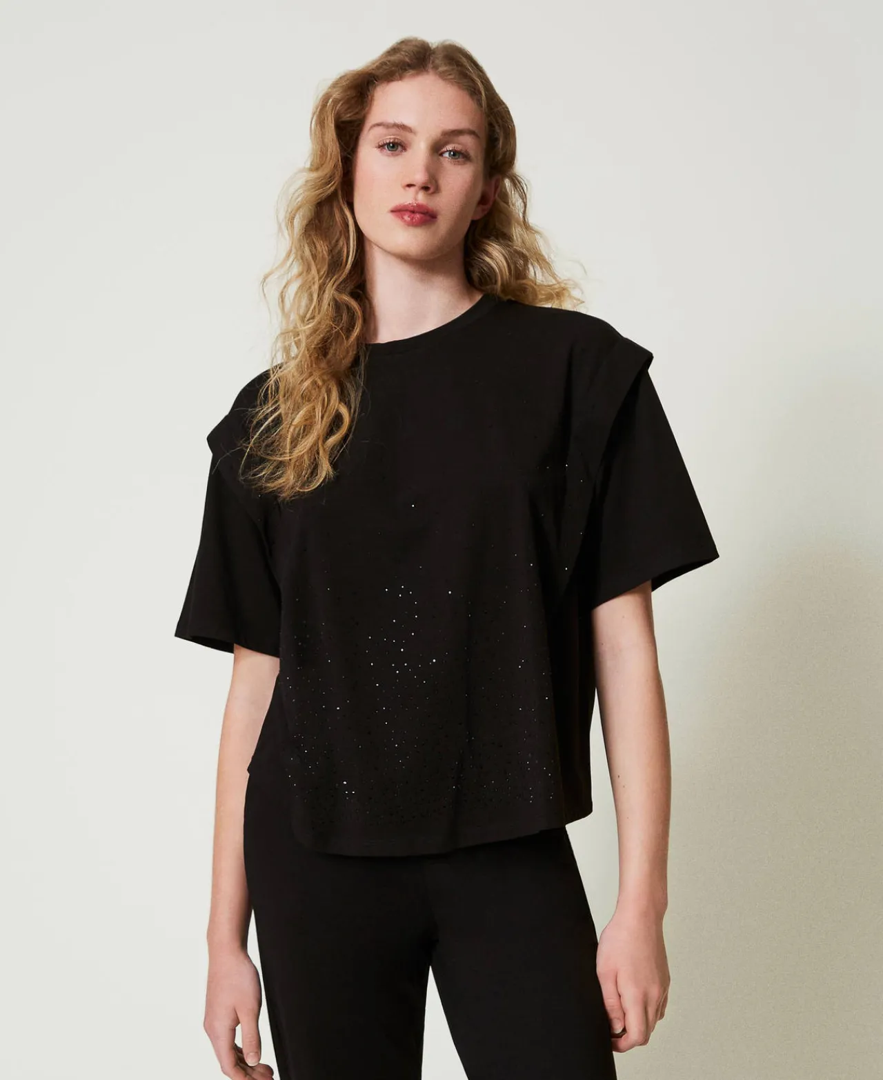 T-Shirts Et Tops*TWINSET Milano T-shirt Avec Strass Dégradés Noir