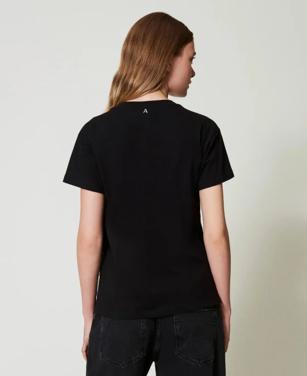 T-Shirts Et Tops*TWINSET Milano T-shirt Avec Volants En Crépon Noir