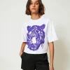 T-Shirts Et Tops*TWINSET Milano T-shirt Boxy MYFO Avec Imprimé Et Sequins Imprimé Purple Tigre