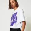 T-Shirts Et Tops*TWINSET Milano T-shirt Boxy MYFO Avec Imprimé Et Sequins Imprimé Purple Tigre