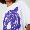 T-Shirts Et Tops*TWINSET Milano T-shirt Boxy MYFO Avec Imprimé Et Sequins Imprimé Purple Tigre