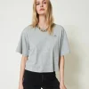 T-Shirts Et Tops*TWINSET Milano T-shirt Chiné Avec Oval T Gris moyen chiné