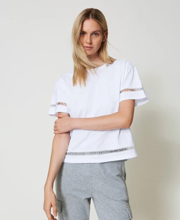tshirt_regular_avec_logo__0.webp T-Shirts Et Tops*TWINSET Milano T-shirt Regular Avec Logo Brodé Blanc
