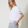 tshirt_regular_avec_logo__2.webp T-Shirts Et Tops*TWINSET Milano T-shirt Regular Avec Logo Brodé Blanc