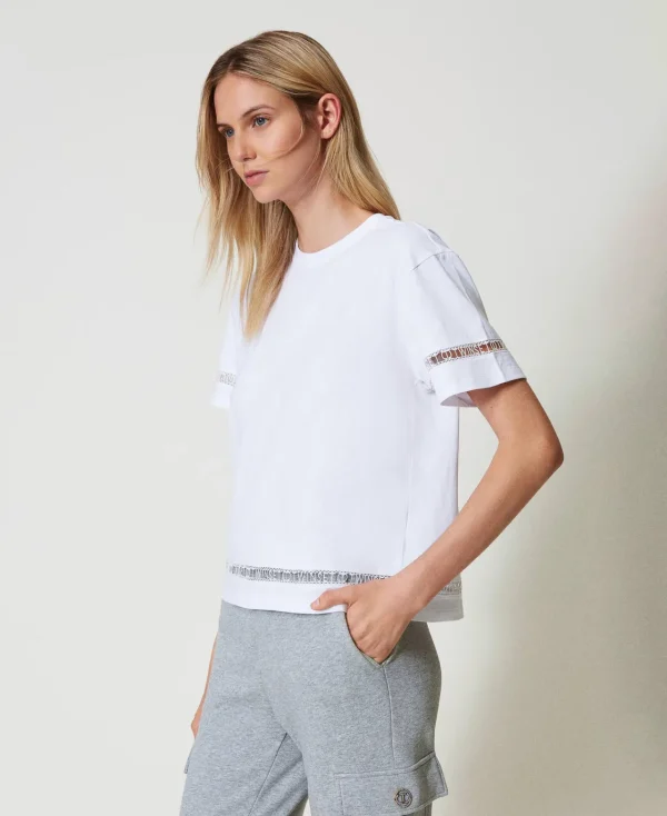 tshirt_regular_avec_logo__2.webp T-Shirts Et Tops*TWINSET Milano T-shirt Regular Avec Logo Brodé Blanc
