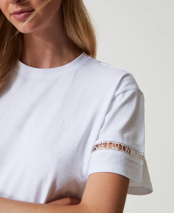 tshirt_regular_avec_logo__4.webp T-Shirts Et Tops*TWINSET Milano T-shirt Regular Avec Logo Brodé Blanc