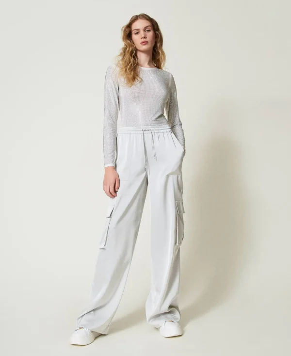tshirt_stretch_avec_stras_5.webp T-Shirts Et Tops*TWINSET Milano T-shirt Stretch Avec Strass All-over Off White